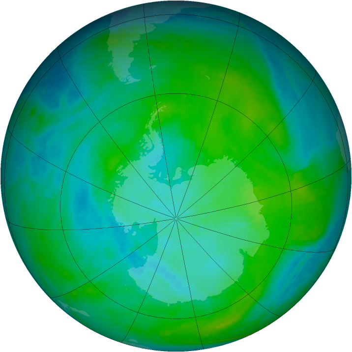 Antarctic ozone map for 14 February 1983